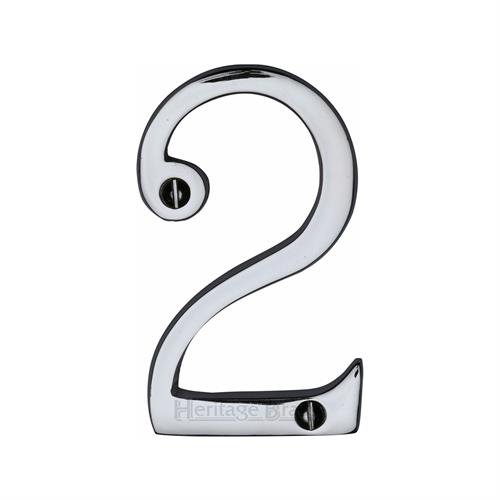 C1560 2-PC - HERITAGE BRASS NUMERAL 2 FACE FIX 76MM (3) POLISHED