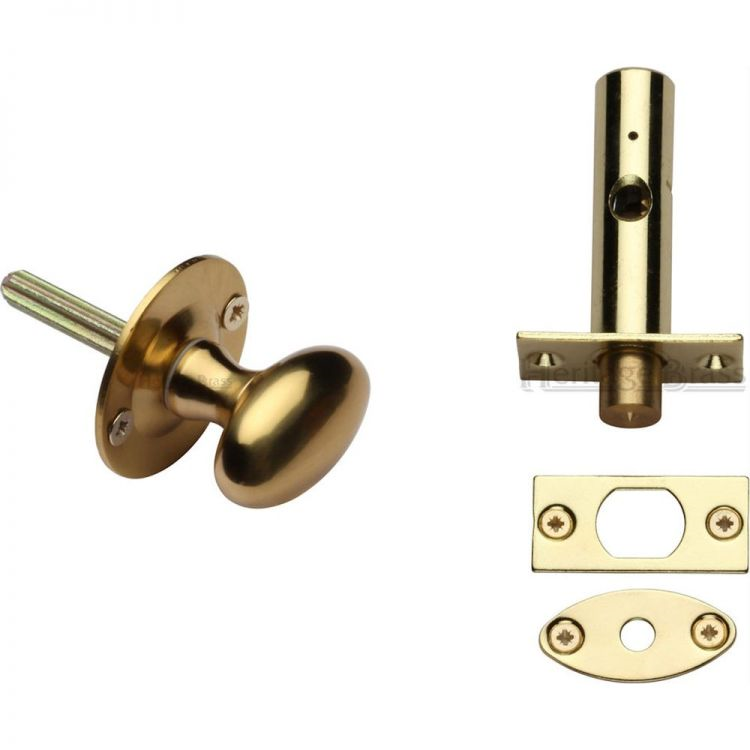 BT5-RB7-PB - Heritage Brass Oval Thumbturn with Bolt Polished Brass Finish