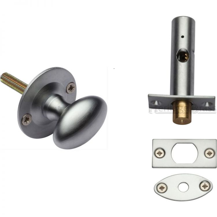 BT5-RB7-SC - Heritage Brass Oval Thumbturn with Bolt Satin Chrome Finish