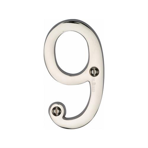 C1560 9-SB - HERITAGE BRASS NUMERAL 9 FACE FIX 76MM (3) SATIN BR