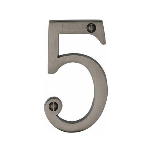 C1560 5-MB - HERITAGE BRASS NUMERAL 5 FACE FIX 76MM (3) MATT BRO