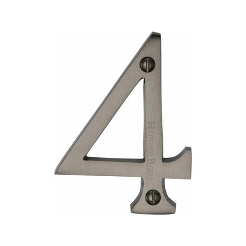 C1560 4-MB - HERITAGE BRASS NUMERAL 4 FACE FIX 76MM (3) MATT BRO