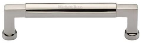 C0312 128-PNF - Heritage Brass Cabinet Pull Bauhaus Design 128mm CTC Polished Nickel Finish