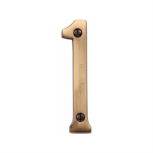 C1560 1-AT - HERITAGE BRASS NUMERAL 1 FACE FIX 76MM (3) ANTIQUE 