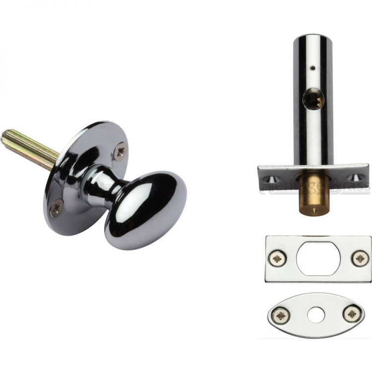 BT5-RB7-PC - Heritage Brass Oval Thumbturn with Bolt Polished Chrome Finish