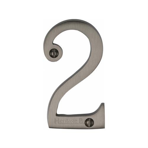 C1560 2-PB - HERITAGE BRASS NUMERAL 2 FACE FIX 76MM (3) POLISHED