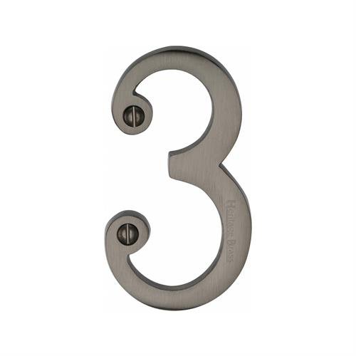 C1560 3-PB - HERITAGE BRASS NUMERAL 3 FACE FIX 76MM (3) POLISHED