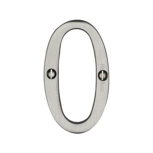 C1560 0-SN - HERITAGE BRASS NUMERAL 0 FACE FIX 76MM (3) SATIN NI