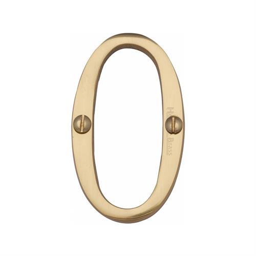 C1560 0-PB - HERITAGE BRASS NUMERAL 0 FACE FIX 76MM (3) POLISHED