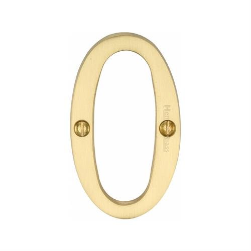 C1560 0-SB - HERITAGE BRASS NUMERAL 0 FACE FIX 76MM (3) SATIN BR