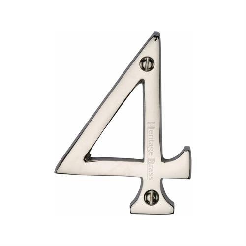 C1560 4-SB - HERITAGE BRASS NUMERAL 4 FACE FIX 76MM (3) SATIN BR