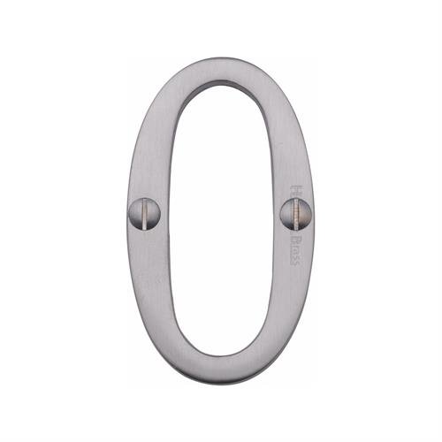 C1560 0-SC - HERITAGE BRASS NUMERAL 0 FACE FIX 76MM (3) SATIN CH