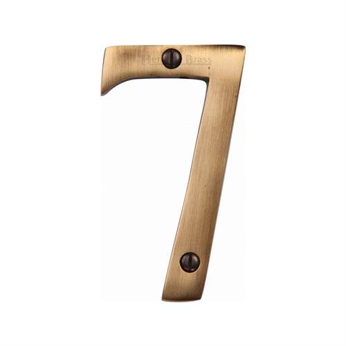 C1560 7-AT - HERITAGE BRASS NUMERAL 7 FACE FIX 76MM (3) ANTIQUE 