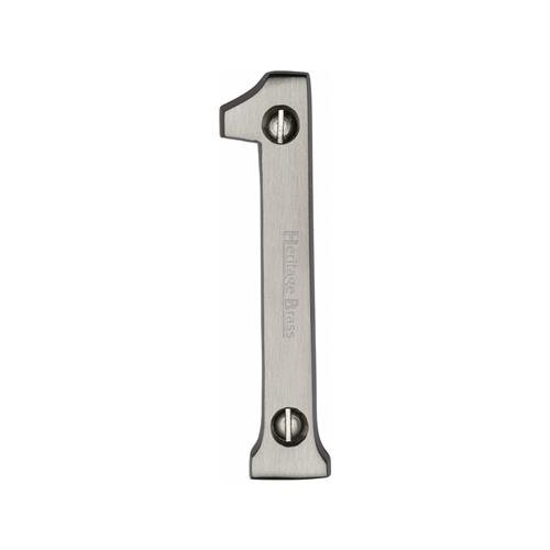 C1560 1-SN - HERITAGE BRASS NUMERAL 1 FACE FIX 76MM (3) SATIN NI