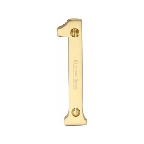 C1560 1-SC - HERITAGE BRASS NUMERAL 1 FACE FIX 76MM (3) SATIN CH
