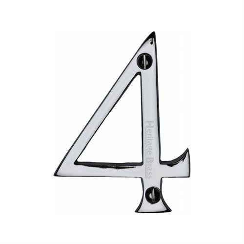 C1560 4-PC - HERITAGE BRASS NUMERAL 4 FACE FIX 76MM (3) POLISHED