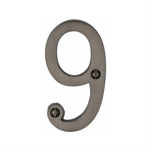C1560 9-MB - HERITAGE BRASS NUMERAL 9 FACE FIX 76MM (3) MATT BRO