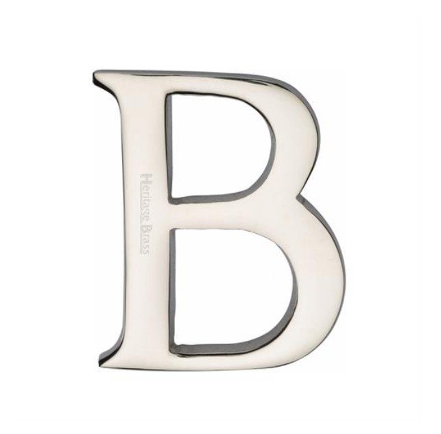 C1565-2-B-PNF - Heritage Brass Alphabet B Pin Fix 51mm (2) Polished Nickel Finish